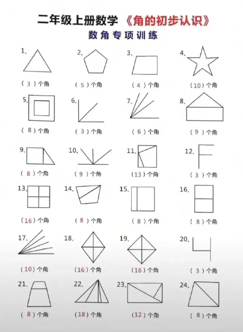 二上数学-数角专项练习_一到六小学晨读晚默晨诵晚读_24秋二年级上册各类资料(小纸条知识点默写单)