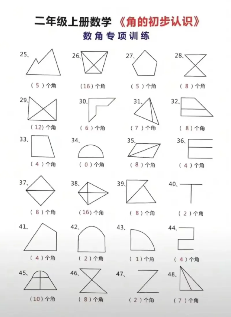 二上数学-数角专项练习_一到六小学晨读晚默晨诵晚读_24秋二年级上册各类资料(小纸条知识点默写单)