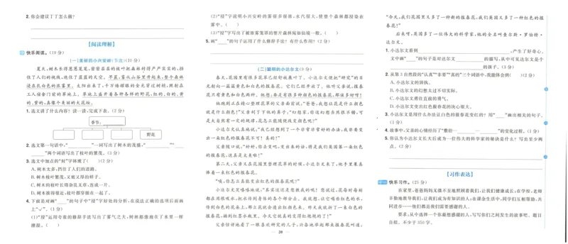 《阳光同学期末复习卷》（3上）_25秋小学语数英习题试卷_语文_语文阳光同学期末复习卷