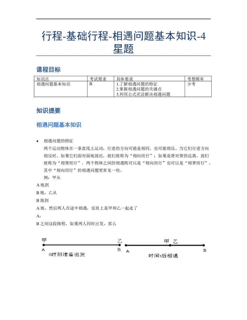 《行程问题》-基础行程-相遇问题基本知识-4星题（含详解）全国通用版_小学数学母题大全一二三四五六年级上下册一题多解题母题解_《行程问题》-基础行程-相遇问题基本知识（含详解）