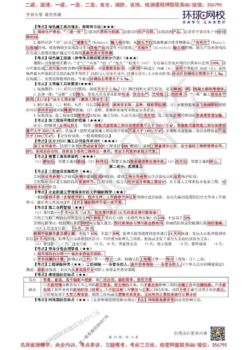 2025环球网校一级建造师《建设工程项目管理》必背10页纸_2026年一级建造师_2026年一建管理_2025年一建管理SVIP_05-考前密训✿央企特训✿机构普押_41-管理《考前10页纸+临考点睛卷》HQ