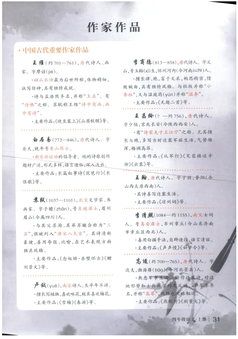 《状元笔记》_25秋小学语数英习题试卷_语文_25秋《状元笔记》语文12456_4年级语文《状元笔记》25秋