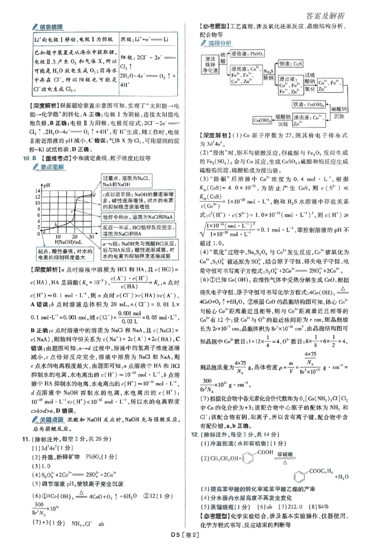 2025高考必刷卷化学新高考版答案解析册_2025高中教辅（后续还会更新新习题试卷）_《2025高考必刷卷》_化学