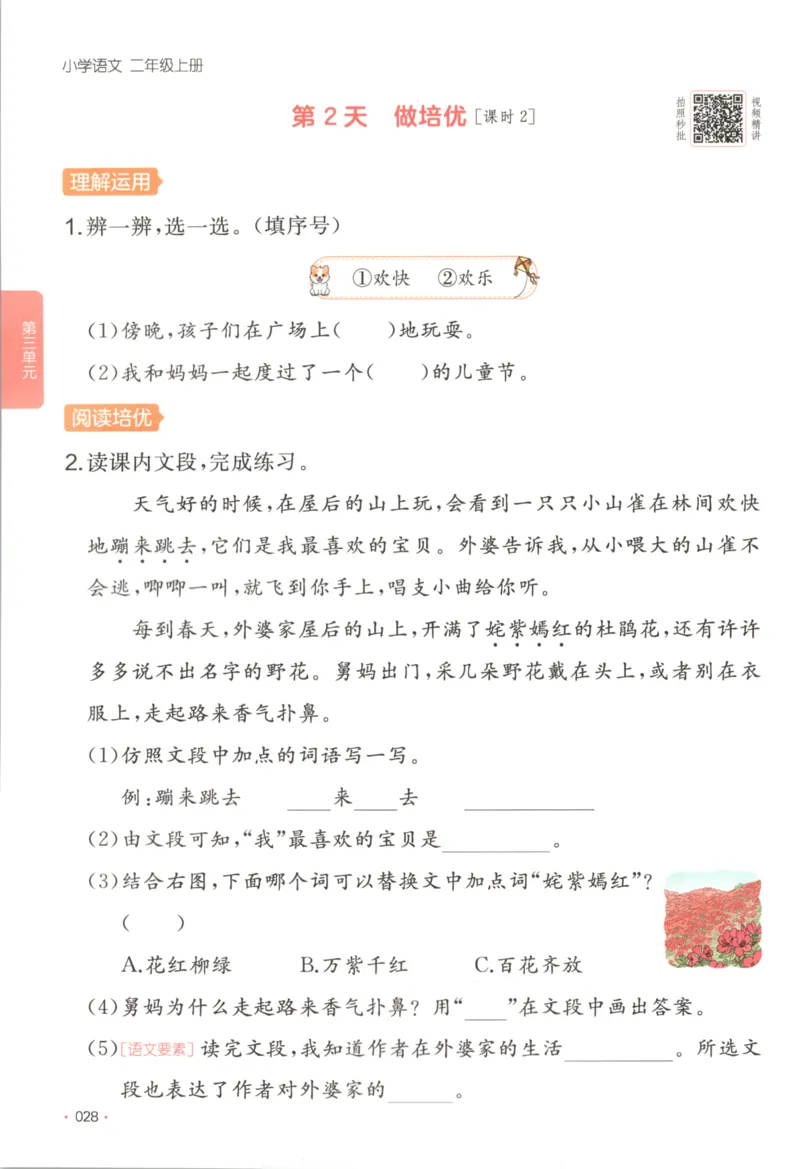 2025秋一本课后小练习语文2上_25秋小学语数英习题试卷_语文_一本《小学语文课后小练习》25秋