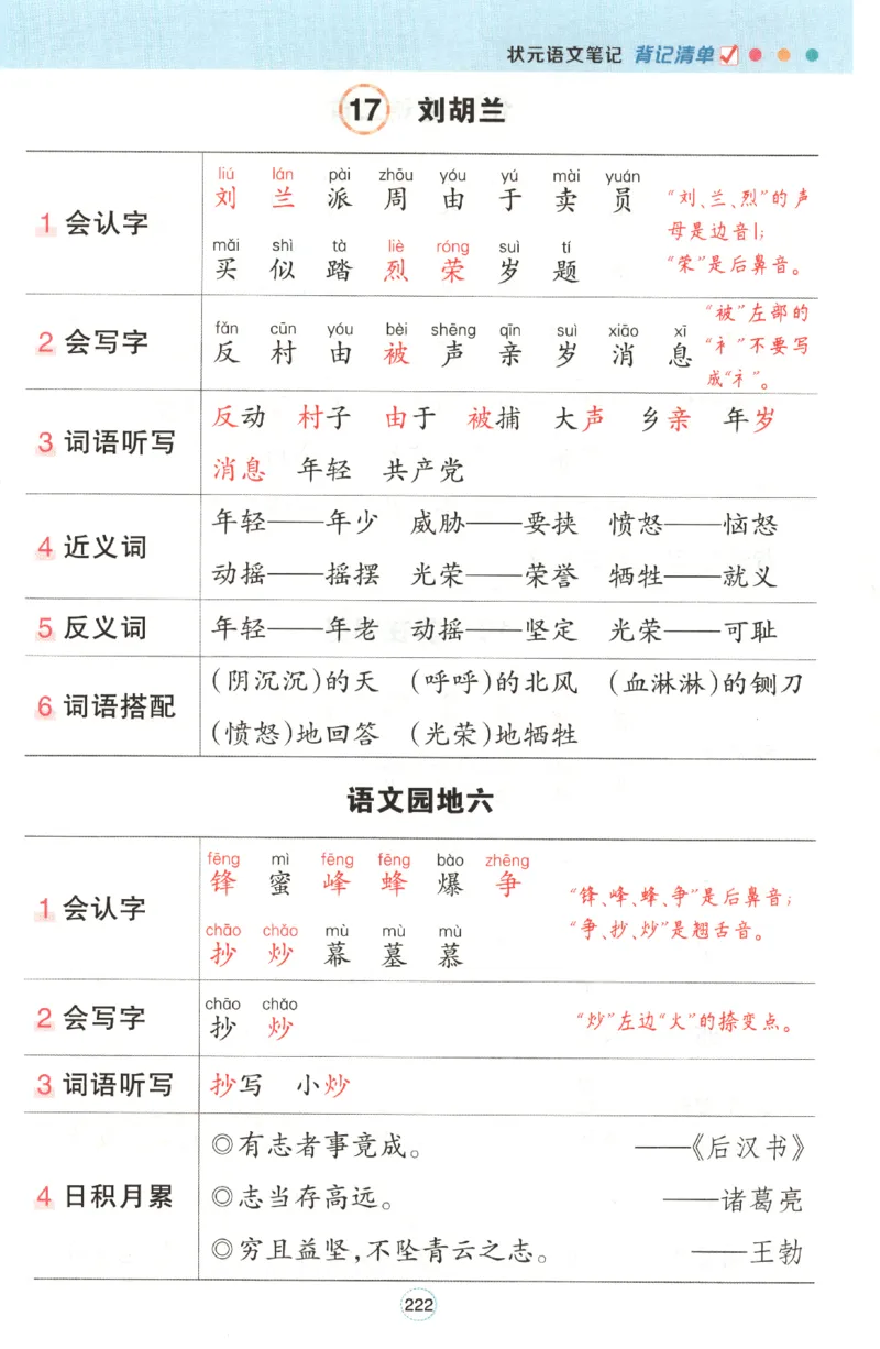 《背记清单》_25秋小学语数英习题试卷_语文_25秋《状元笔记》语文12456_2年级语文《状元笔记》25秋
