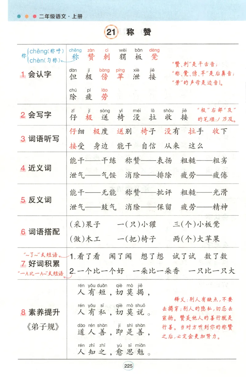 《背记清单》_25秋小学语数英习题试卷_语文_25秋《状元笔记》语文12456_2年级语文《状元笔记》25秋
