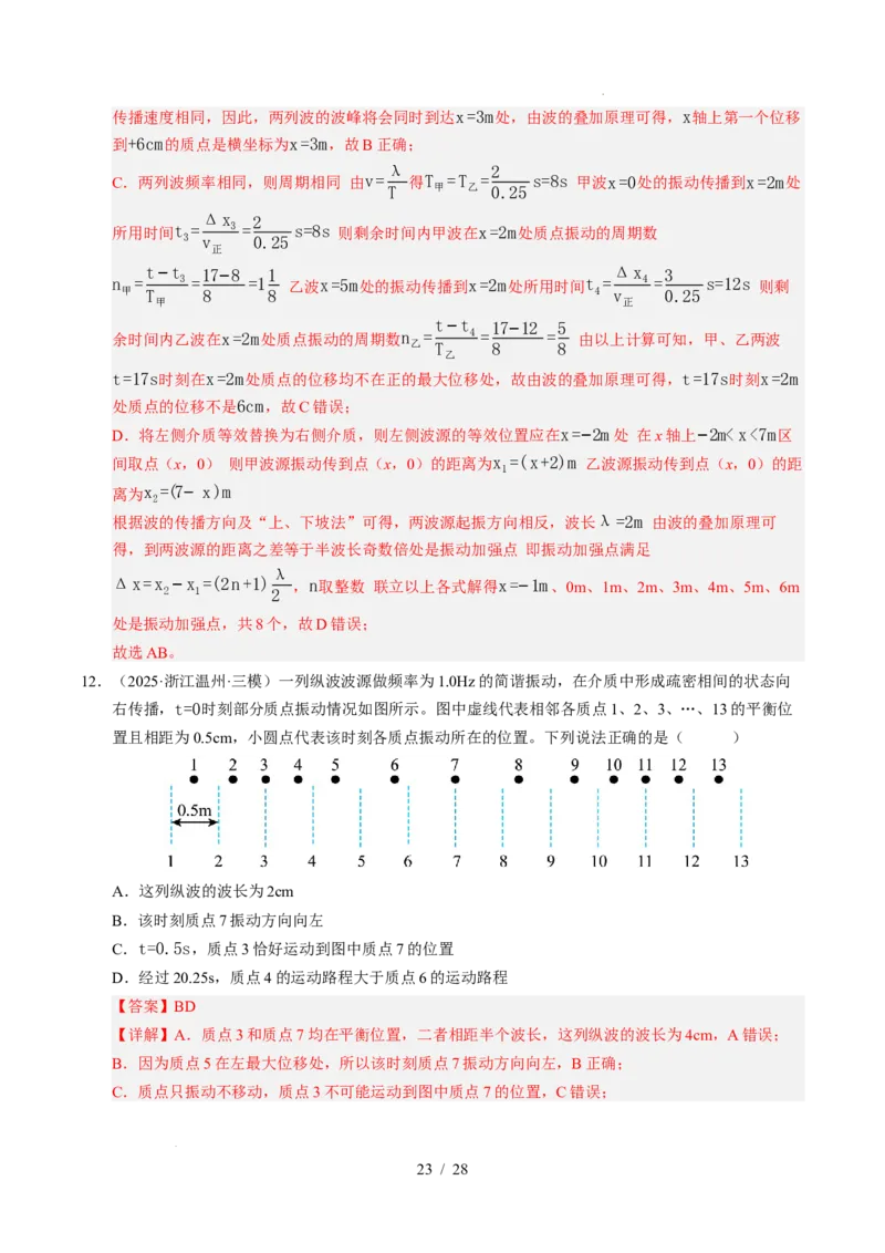 专题15机械振动和机械波（浙江专用）（解析版）_浙江物理高考真题分类汇编（2021-2025）_专题15机械振动和机械波（浙江专用）-五年（2021-2025）高考物理真题分类汇编