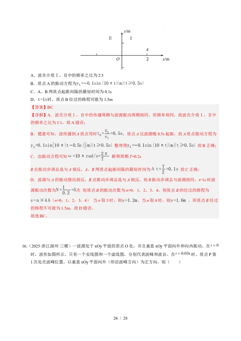 专题15机械振动和机械波（浙江专用）（解析版）_浙江物理高考真题分类汇编（2021-2025）_专题15机械振动和机械波（浙江专用）-五年（2021-2025）高考物理真题分类汇编