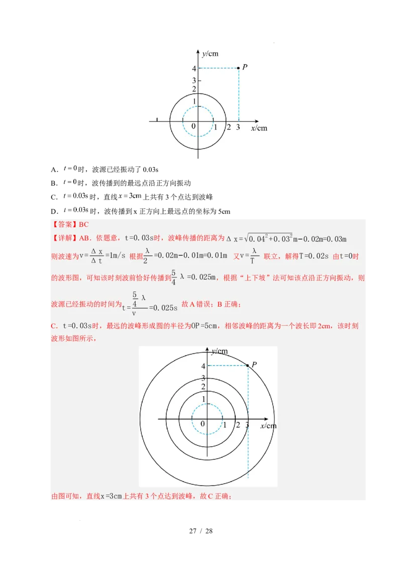 专题15机械振动和机械波（浙江专用）（解析版）_浙江物理高考真题分类汇编（2021-2025）_专题15机械振动和机械波（浙江专用）-五年（2021-2025）高考物理真题分类汇编