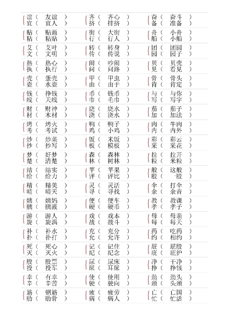 二年级下册语文形近字专项练习_二年级上下册资料_小学二年级学习资料-25年更新版_2-02、小学二年级语文下册_2-2-2、练习题、作业、试题、试卷_专项练习