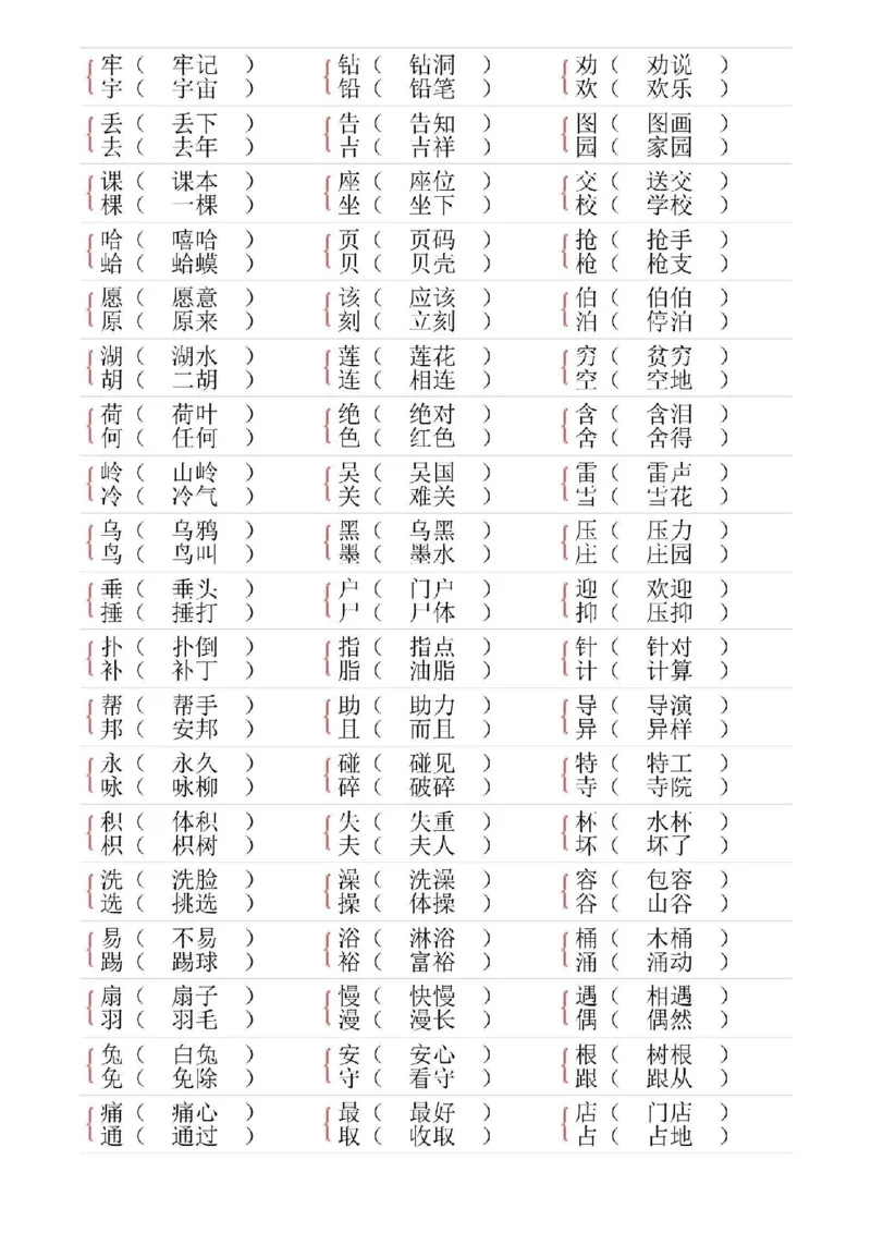 二年级下册语文形近字专项练习_二年级上下册资料_小学二年级学习资料-25年更新版_2-02、小学二年级语文下册_2-2-2、练习题、作业、试题、试卷_专项练习