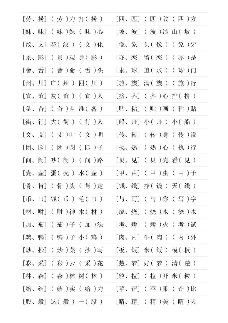 二年级下册语文形近字专项练习_二年级上下册资料_小学二年级学习资料-25年更新版_2-02、小学二年级语文下册_2-2-2、练习题、作业、试题、试卷_专项练习