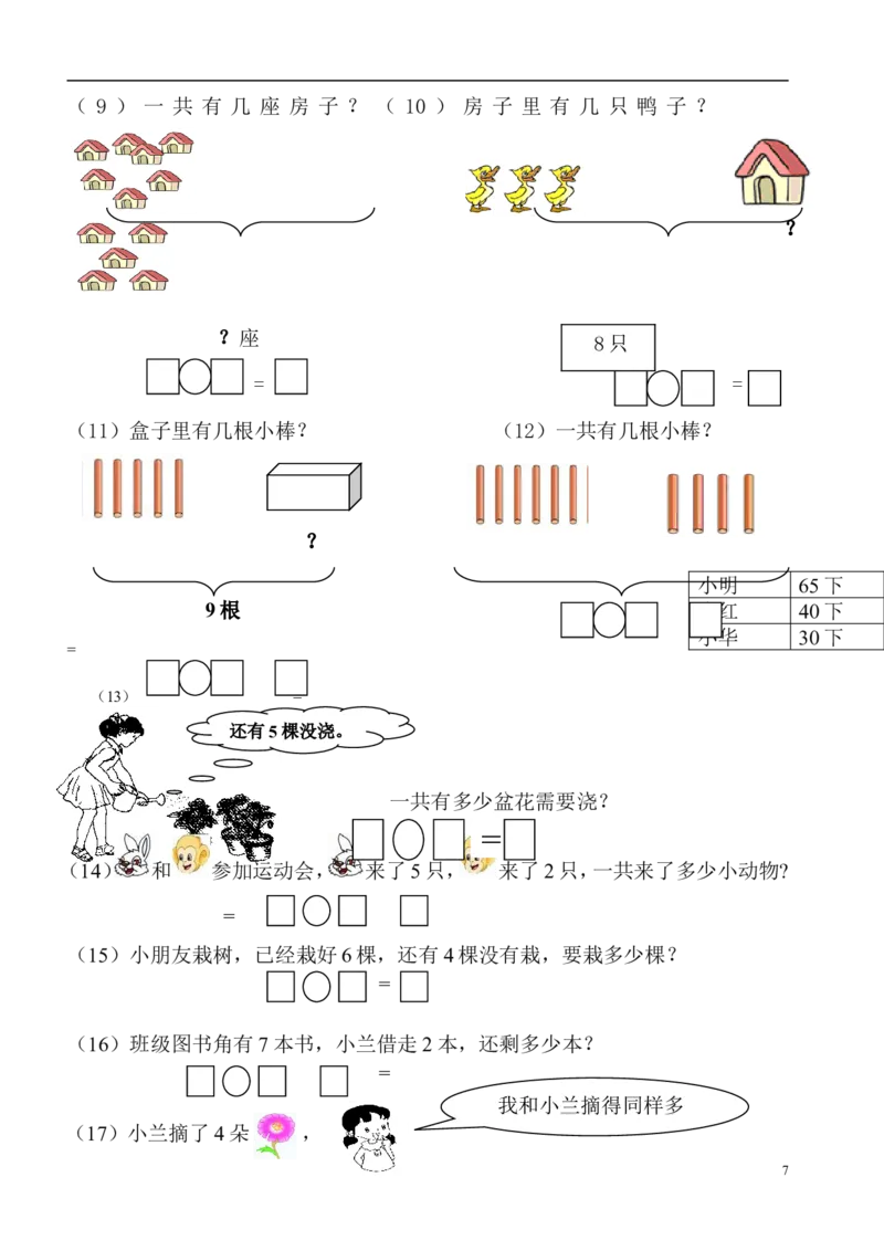 一（上）数学必考：100道看图列式+应用题_一年级上下册资料_小学一年级学习资料-25年更新版_1-03、小学一年级数学上册_通用_精品专项练习（通用版）