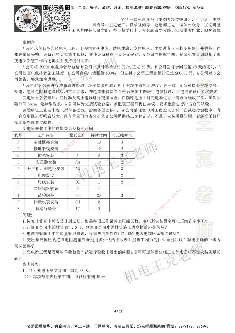 2025一建机电案例班-专题1进度管理（2）_2026年一级建造师_2026年一建机电_2025年一建机电SVIP_04-冲刺串讲✿考点强化✿小灶集训_49-机电《案例专项班》王克SMR_讲义