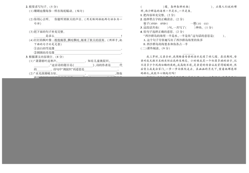 《精彩课堂》试卷-语文3年级上册（RJ）_三年级上下册资料_小学三年级学习资料-25年更新版_3-01、小学三年级语文上册_3-1-2、练习题、作业、试题、试卷_电子册类