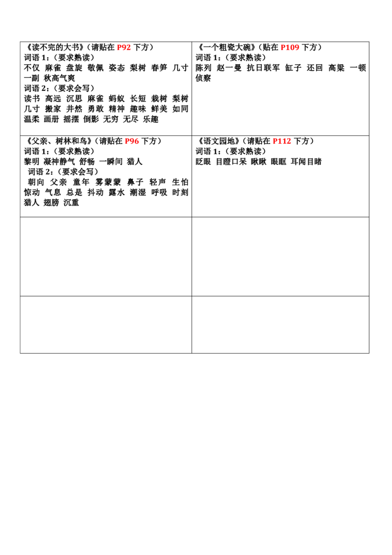 三年级上册认读词语书贴课课贴（4页）_三年级上下册资料_小学三年级学习资料-25年更新版_3-01、小学三年级语文上册_3-1-1、复习、知识点、归纳汇总