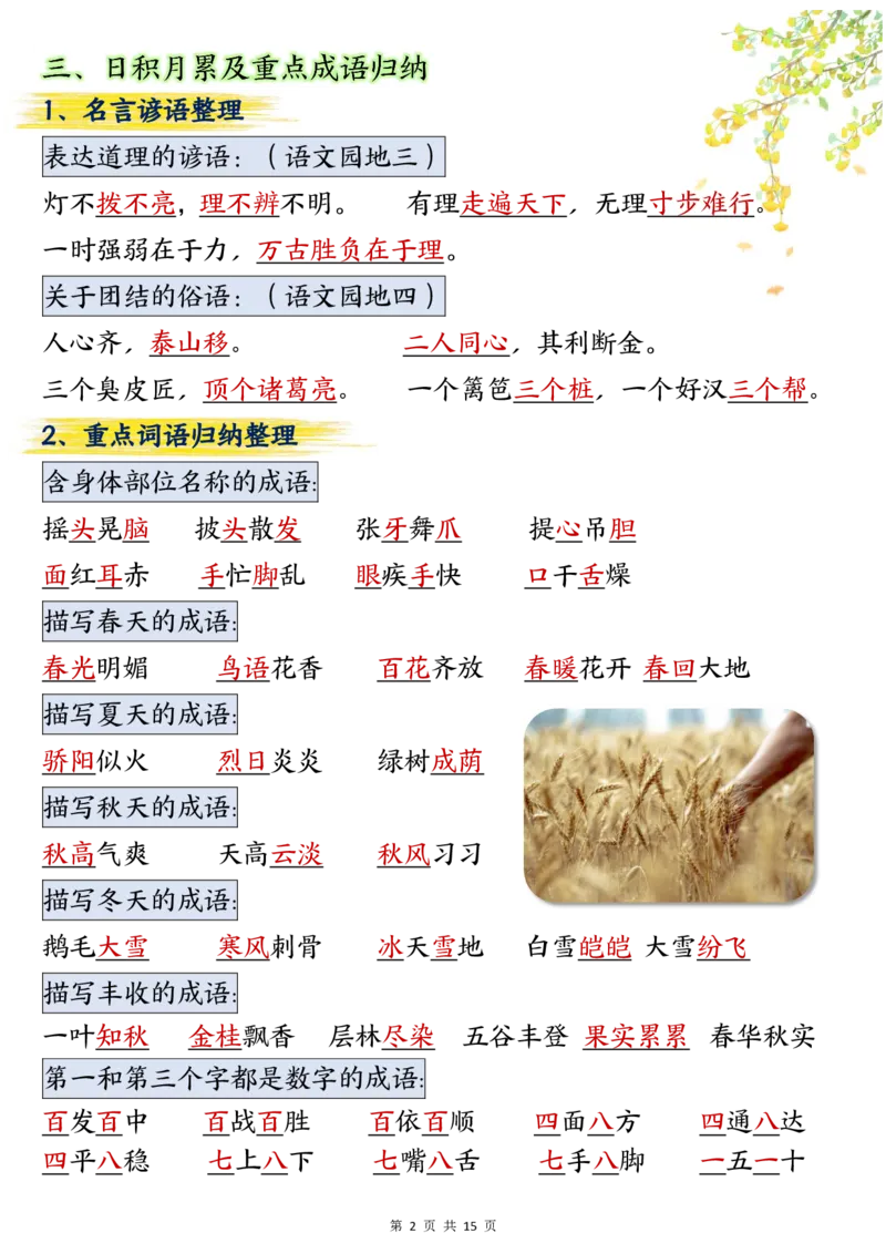 三年级上册语文期中总复习重点知识点归纳整理(小张老师整理)_三年级上下册资料_三年级上册小红书同款资料_三年级(1)