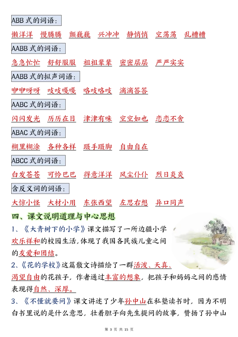 三年级上册语文期中总复习重点知识点归纳整理(小张老师整理)_三年级上下册资料_三年级上册小红书同款资料_三年级(1)