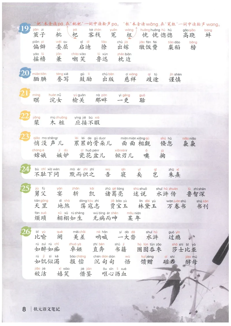 《状元笔记》_25秋小学语数英习题试卷_语文_25秋《状元笔记》语文12456_5年级语文《状元笔记》25秋