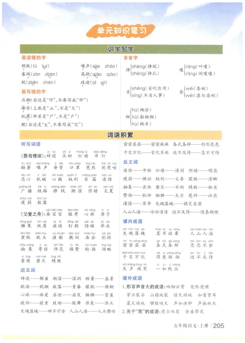 《状元笔记》_25秋小学语数英习题试卷_语文_25秋《状元笔记》语文12456_5年级语文《状元笔记》25秋