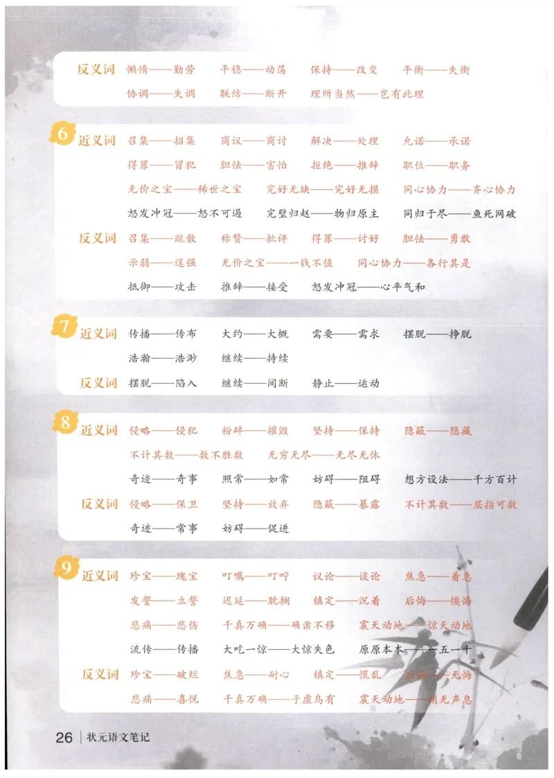 《状元笔记》_25秋小学语数英习题试卷_语文_25秋《状元笔记》语文12456_5年级语文《状元笔记》25秋