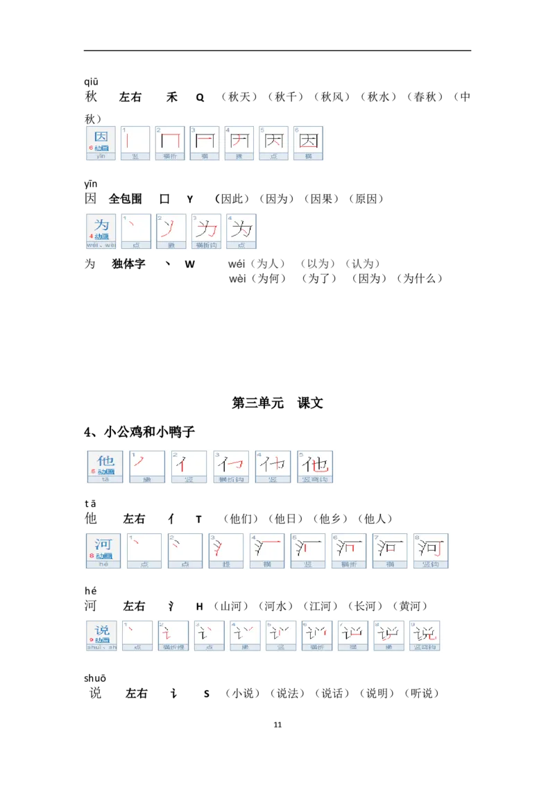 一年级第二学期语文生字笔顺组词（整合版）_一年级上下册资料_小学一年级学习资料-25年更新版_1-02、小学一年级语文下册_3-6-2-1、复习、知识点、归纳汇总_部编（人教）版