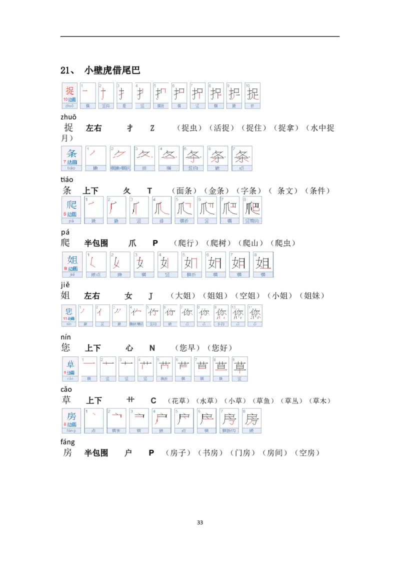 一年级第二学期语文生字笔顺组词（整合版）_一年级上下册资料_小学一年级学习资料-25年更新版_1-02、小学一年级语文下册_3-6-2-1、复习、知识点、归纳汇总_部编（人教）版