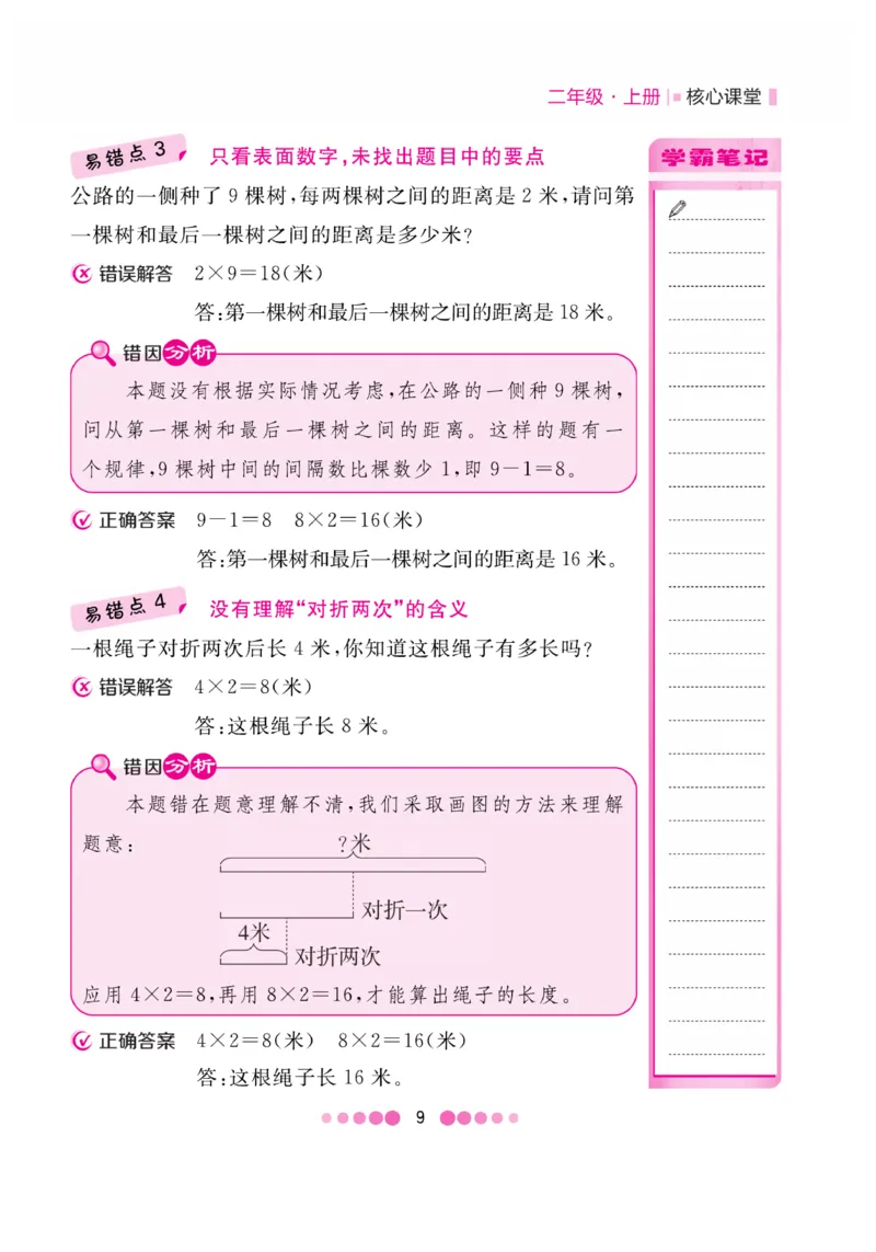 《核心课堂》易错清单-数学2年级上册（BS）_二年级上下册资料_小学二年级学习资料-25年更新版_2-03、小学二年级数学上册_2-3-2、练习题、作业、试题、试卷_北师大版_电子册类