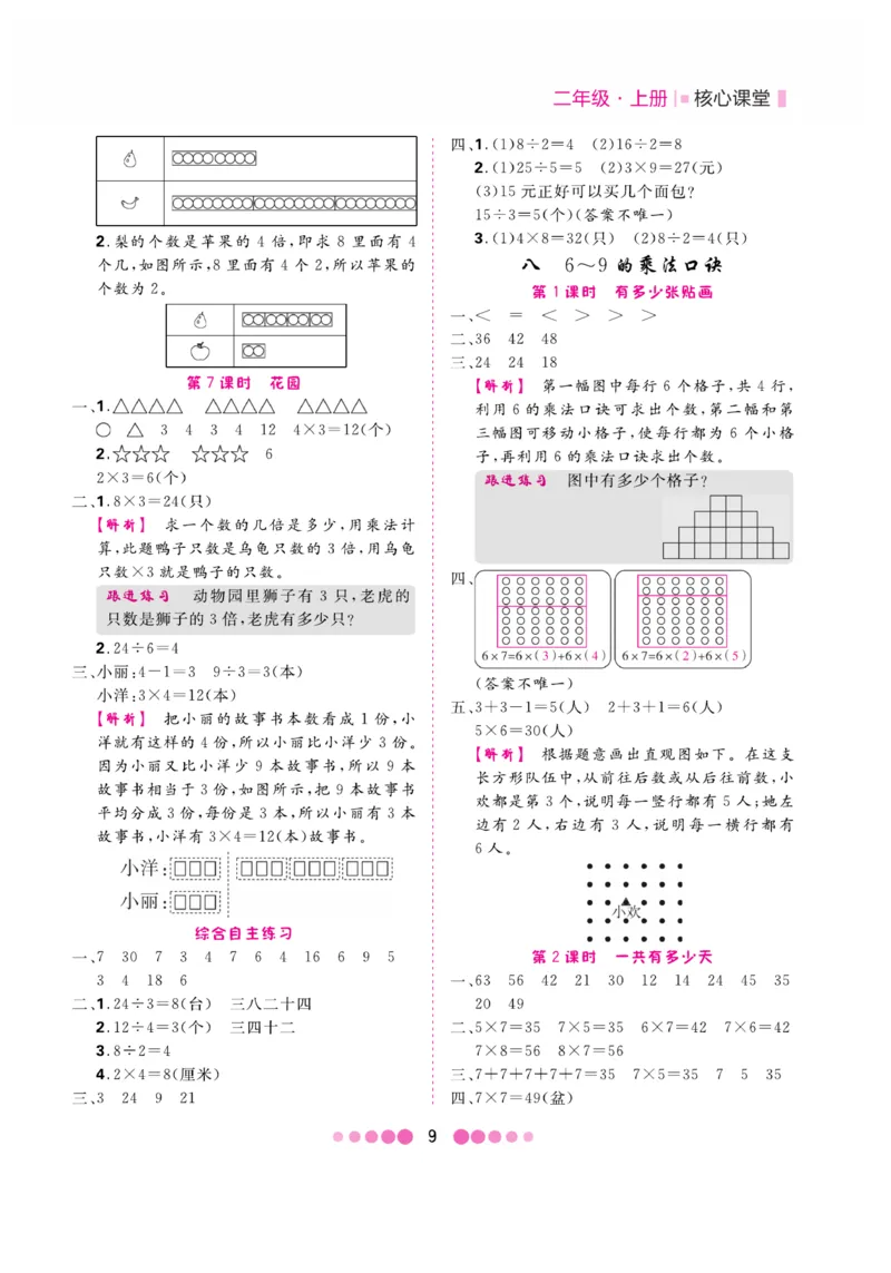《核心课堂》易错清单-数学2年级上册（BS）_二年级上下册资料_小学二年级学习资料-25年更新版_2-03、小学二年级数学上册_2-3-2、练习题、作业、试题、试卷_北师大版_电子册类