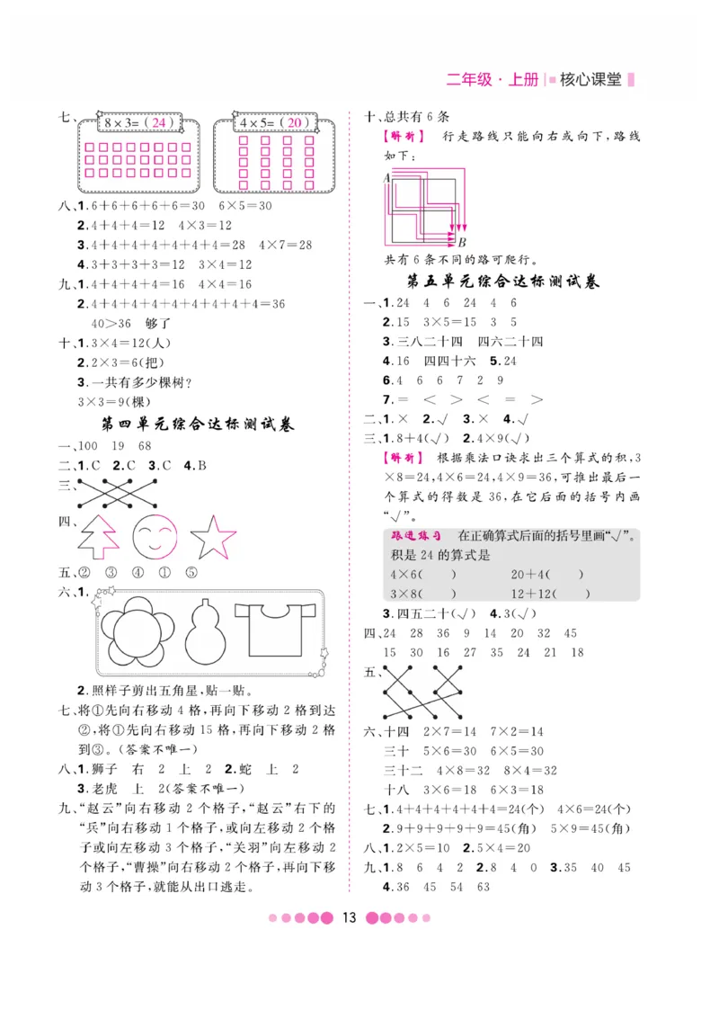 《核心课堂》易错清单-数学2年级上册（BS）_二年级上下册资料_小学二年级学习资料-25年更新版_2-03、小学二年级数学上册_2-3-2、练习题、作业、试题、试卷_北师大版_电子册类