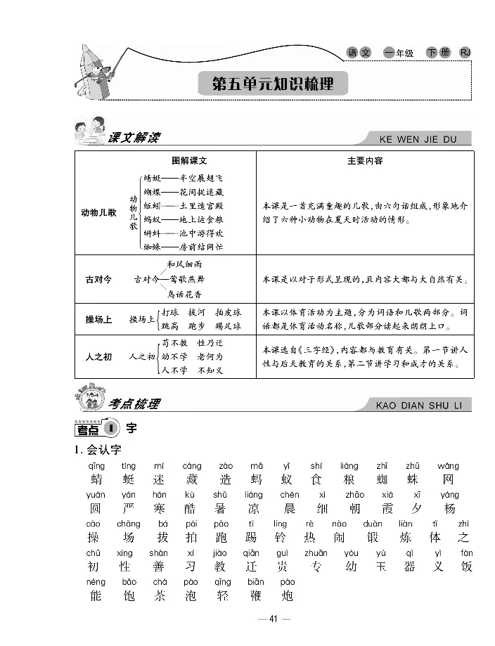 《知识梳理卷》语文1年级下册（RJ）_一年级上下册资料_小学一年级学习资料-25年更新版_1-02、小学一年级语文下册_3-6-2-2、练习题、作业、专项、试卷_部编（人教）版_电子册类