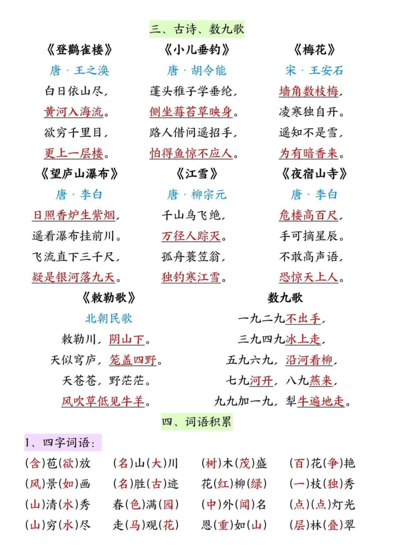 二年级上册语文预复习高频考点_二年级上下册资料_二年级上册小红书同款资料_二年级
