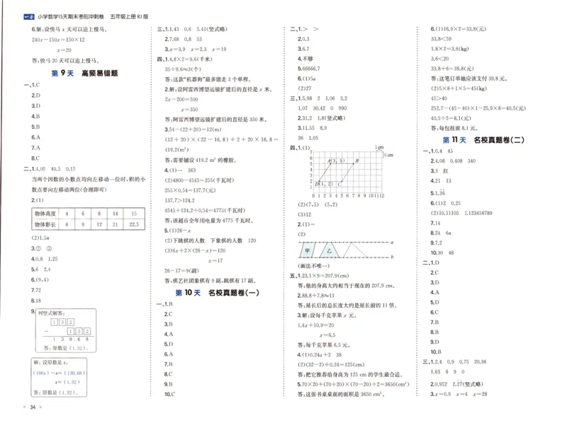 25秋《一本15天期末考前冲刺卷》人教数学5上_25秋小学语数英习题试卷_数学_人教版_25秋《一本15天期末考前冲刺卷》人教数学1-6