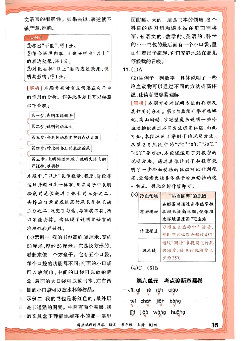 25秋五上语文人教版《王朝霞考点梳理时习卷》答案精解精析_25秋小学语数英习题试卷_数学_人教版_人教版数学《王朝霞考点梳理时习卷》_五年语文上册《王朝霞考点梳理时习卷》25秋(1)
