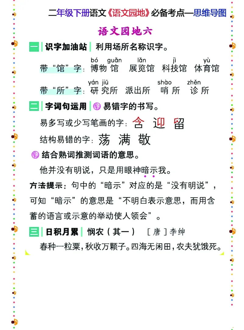 二年级下册语文《语文园地》必备考点&mdash;思维导图_二年级上下册资料_小学二年级学习资料-25年更新版_2-02、小学二年级语文下册_2-2-1、复习、知识点、归纳汇总