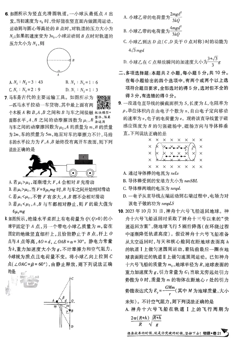 2025高考必刷卷42套物理新高考版_2025高中教辅（后续还会更新新习题试卷）_《2025高考必刷卷》_物理
