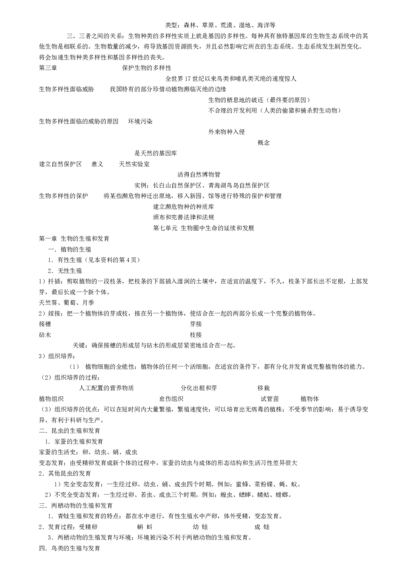 初中生物知识点归纳汇总_福建中考1_6.福建中考生物（2017-2025）