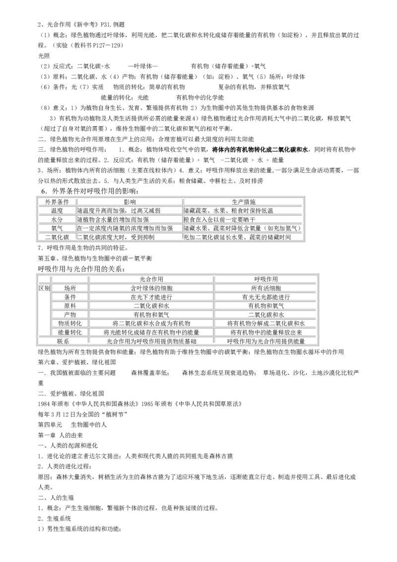 初中生物知识点归纳汇总_福建中考1_6.福建中考生物（2017-2025）