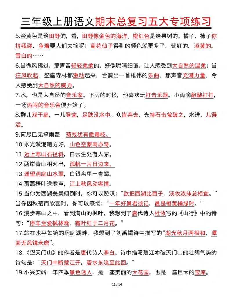 三年级上册语文期末总复习五大专项练习纯图版(19)(1)_三年级上下册资料_三年级下册小红书同款资料_三下语文