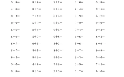 一（上）数学20以内进位加法练习题_一年级上下册资料_小学一年级学习资料-25年更新版_1-03、小学一年级数学上册_通用_精品专项练习（通用版）