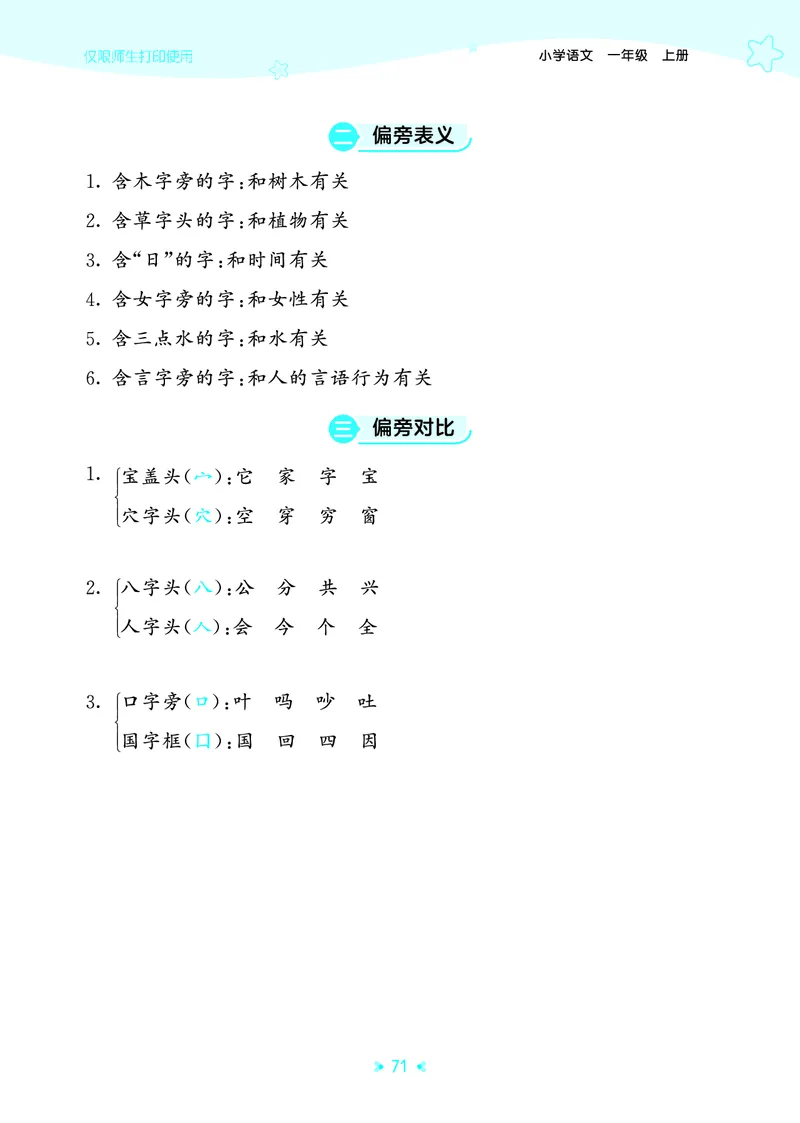 25秋统编版语文一年级上册单元归类知识汇总_25秋小学语数英习题试卷_语文_53单元归类知识汇总完整版语文25年上册