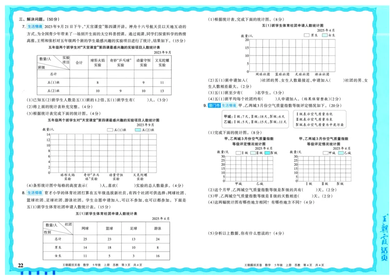 25秋《王朝霞单元活页卷》5年级上册数学苏教版_25秋小学语数英习题试卷_数学_苏教版_25秋1-6年级上册苏教版数学《王朝霞单元活页卷》
