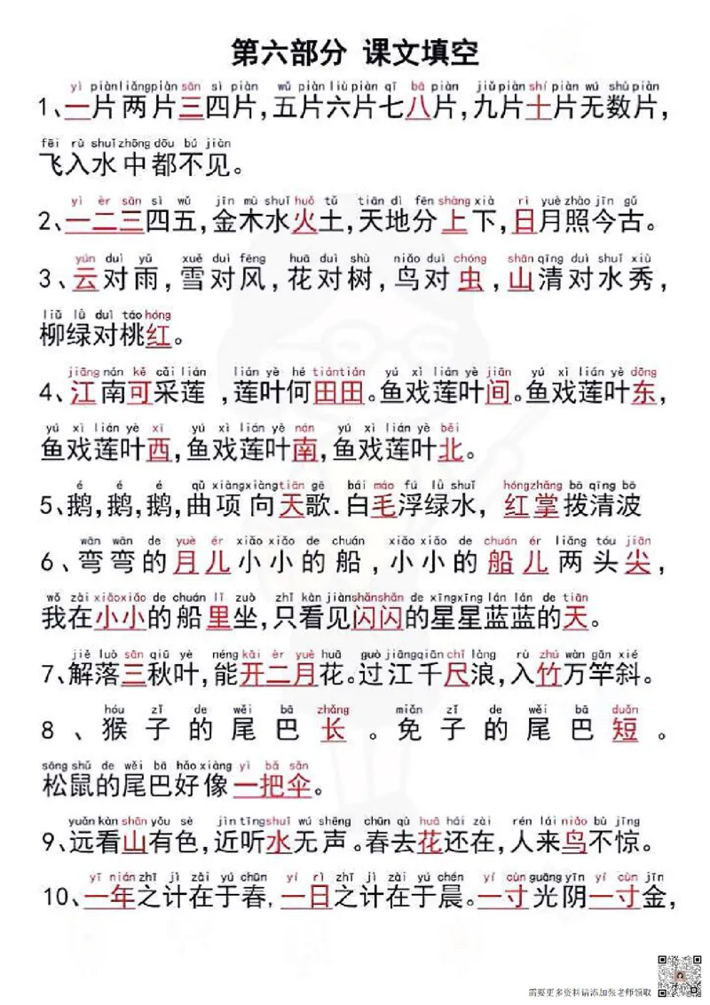 一年级上册语文重点复习_一年级上下册资料_一年级上册小红书同款资料_语文