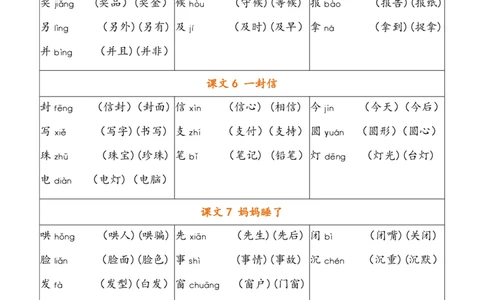 二（上）语文写字表生字组词_二年级上下册资料_小学二年级学习资料-25年更新版_2-01、小学二年级语文上册_2-1-5、字贴、书写、晨读