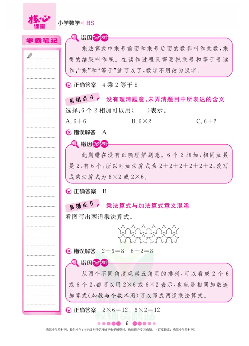 二年级上册数学北师版易错清单_二年级上下册资料_二年级语数英上下册学习资料_3-7-3、小学二年级数学上册_北师大版_1、知识点总结