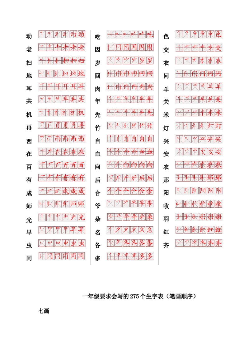 一年级上册语文-要求会写的275个生字表(笔画顺序)_一年级上下册资料_小学一年级学习资料-25年更新版_1-01、小学一年级语文上册_01、知识汇总