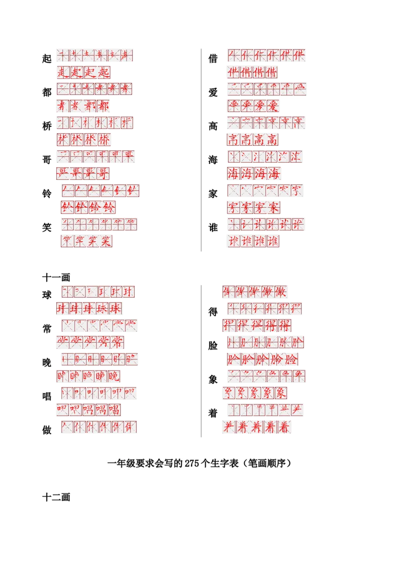 一年级上册语文-要求会写的275个生字表(笔画顺序)_一年级上下册资料_小学一年级学习资料-25年更新版_1-01、小学一年级语文上册_01、知识汇总