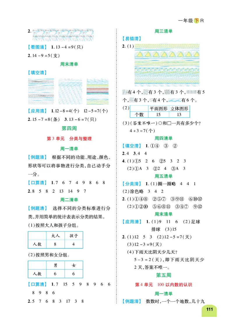 《计算日日清》数学1年级下册（RJ）_一年级上下册资料_小学一年级学习资料-25年更新版_1-04、小学一年级数学下册_1-4-2、练习题、作业、试题、试卷_人教版_电子册