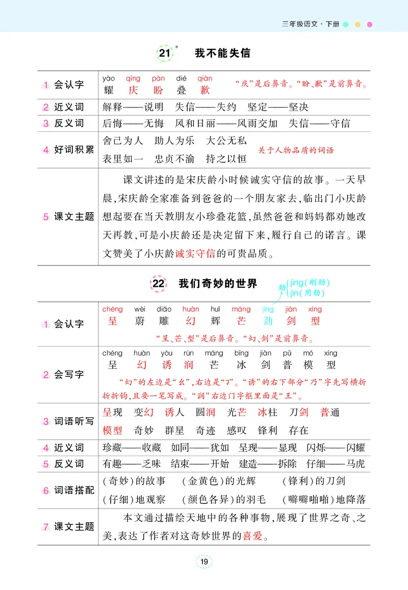 《状元语文笔记》（背记清单）语文3年级下册（RJ）_三年级上下册资料_小学三年级学习资料-25年更新版_3-02、小学三年级语文下册_3-2-2、练习题、作业、试题、试卷_电子册类