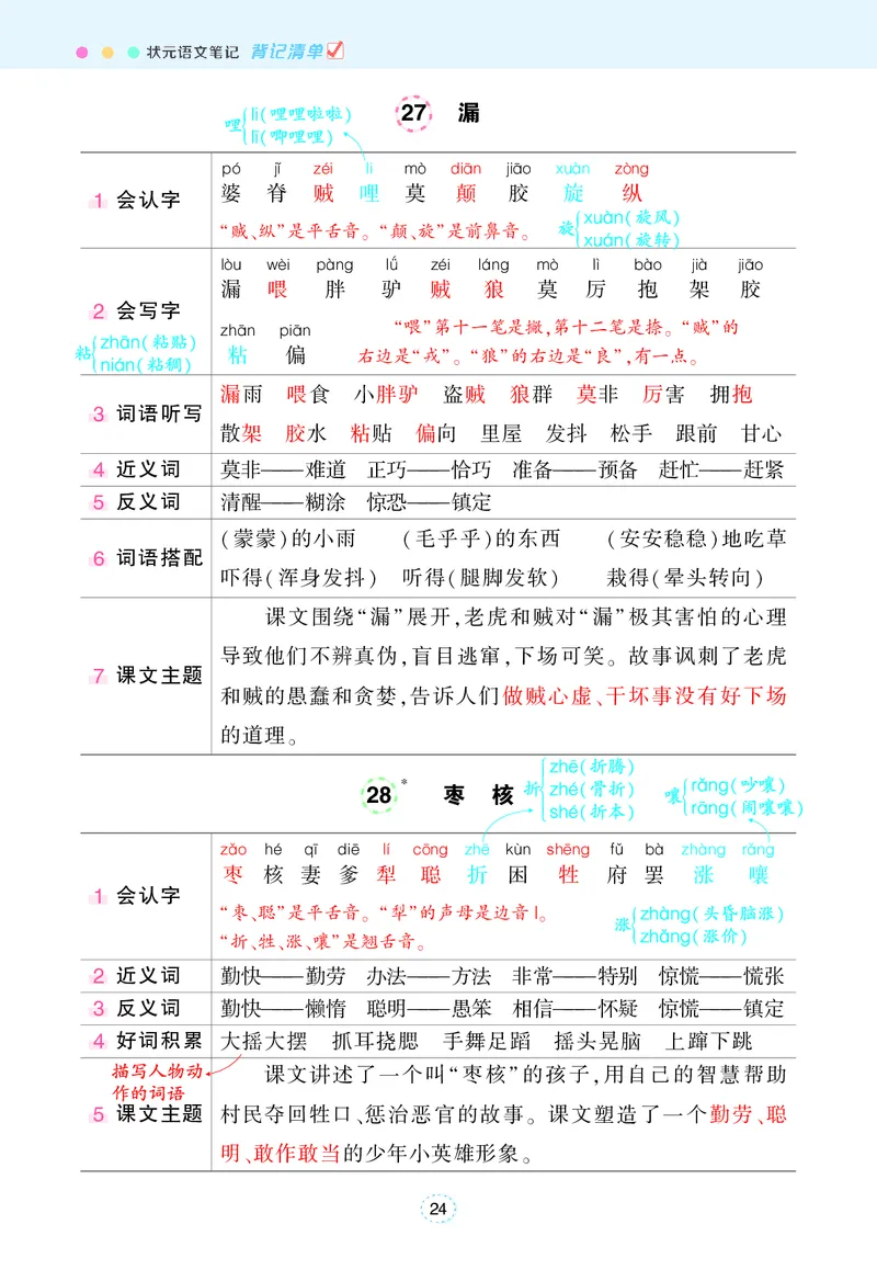 《状元语文笔记》（背记清单）语文3年级下册（RJ）_三年级上下册资料_小学三年级学习资料-25年更新版_3-02、小学三年级语文下册_3-2-2、练习题、作业、试题、试卷_电子册类